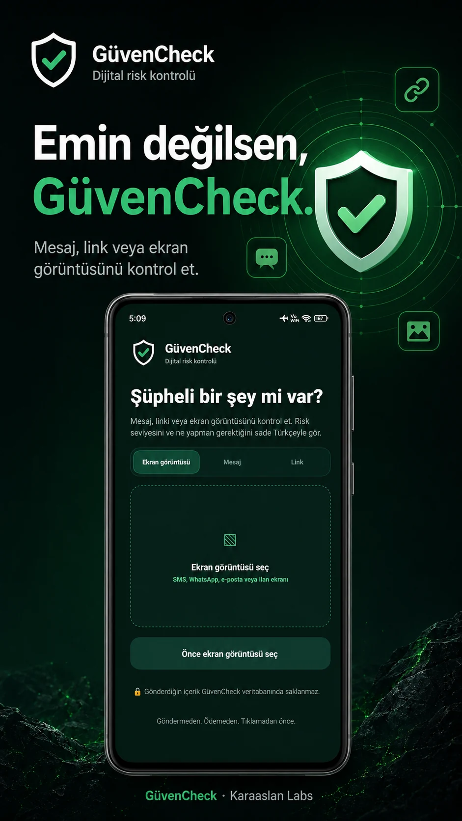 GüvenCheck içerik kontrol ekranı